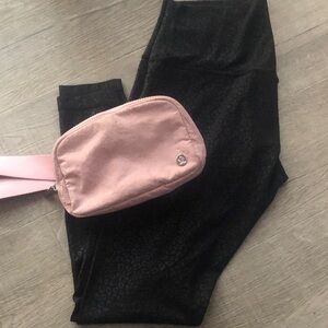 Lululemon bundle size 10 (large) Black Leggings with Pink Crossbody Bag